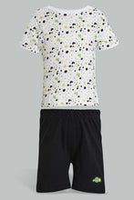 Load image into Gallery viewer, Redtag-White-Splatter-Tshirt-And-Black-Short-Basic-Casual-Set-Sets-Infant-Boys-3 to 24 Months
