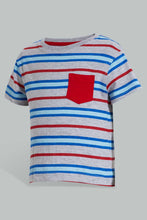 Load image into Gallery viewer, Redtag-Grey-And-Red-Tshirt-With-Royal-Short-Casual-Set-Sets-Infant-Boys-3 to 24 Months