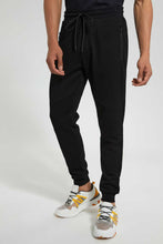 Load image into Gallery viewer, Redtag-Black-Pique-Jog-Pant-Joggers-Men's-