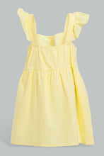 Load image into Gallery viewer, Redtag-Yellow-Front-Buttons-Frill-Sleeves-Dress-Dresses-Infant-Girls-3 to 24 Months