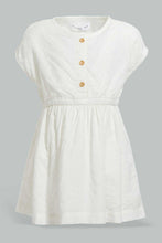 Load image into Gallery viewer, Redtag-Off-White-All-Over-Schiffli-Front-Buttons-Dress-Dresses-Infant-Girls-3 to 24 Months
