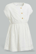 Load image into Gallery viewer, Redtag-Off-White-All-Over-Schiffli-Front-Buttons-Dress-Dresses-Infant-Girls-3 to 24 Months