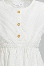Load image into Gallery viewer, Redtag-Off-White-All-Over-Schiffli-Front-Buttons-Dress-Dresses-Infant-Girls-3 to 24 Months