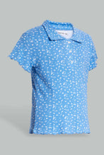 Load image into Gallery viewer, Redtag-Blue/White-Disty-Print-Collared-Top-Category:T-Shirts,-Colour:Assorted,-Filter:Senior-Girls-(9-to-14-Yrs),-GSR-T-Shirts,-New-In,-New-In-GSR,-Non-Sale,-S22D,-Section:Kidswear,-TBL-Senior-Girls-