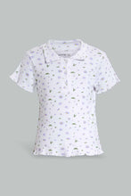 Load image into Gallery viewer, Redtag-Purple/Whitefloral-Print-Collared-Top-Category:T-Shirts,-Colour:Assorted,-Filter:Senior-Girls-(9-to-14-Yrs),-GSR-T-Shirts,-New-In,-New-In-GSR,-Non-Sale,-S22D,-Section:Kidswear,-TBL-Senior-Girls-