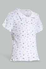 Load image into Gallery viewer, Redtag-Purple/Whitefloral-Print-Collared-Top-Category:T-Shirts,-Colour:Assorted,-Filter:Senior-Girls-(9-to-14-Yrs),-GSR-T-Shirts,-New-In,-New-In-GSR,-Non-Sale,-S22D,-Section:Kidswear,-TBL-Senior-Girls-