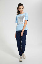 تنزيل الصورة على معرض الصور، Redtag-Lt-Blue-Drop-Shoulder-Foil-Print-Top-Graphic-Prints-Senior-Girls-9 to 14 Years
