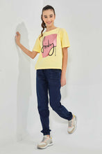 تنزيل الصورة على معرض الصور، Redtag-Yellow-Drop-Shoulder-Foil-Print-Top-Graphic-Prints-Senior-Girls-9 to 14 Years