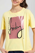 تنزيل الصورة على معرض الصور، Redtag-Yellow-Drop-Shoulder-Foil-Print-Top-Graphic-Prints-Senior-Girls-9 to 14 Years