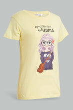 تنزيل الصورة على معرض الصور، Redtag-Yellow-Basic-T-Shirt-Graphic-T-Shirts-Senior-Girls-9 to 14 Years