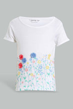 Load image into Gallery viewer, Redtag-White-Floral-Artwork-T-Shirt-Embellished-T-Shirts-Infant-Girls-3 to 24 Months