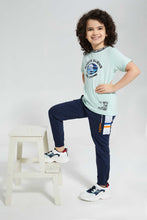 تنزيل الصورة على معرض الصور، Redtag-Navy-Side-Cut-N-Sew-Panel-Track-Pant-Joggers-Boys-2 to 8 Years