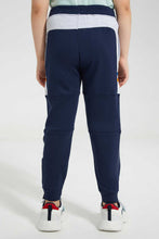 تنزيل الصورة على معرض الصور، Redtag-Navy-Side-Cut-N-Sew-Panel-Track-Pant-Joggers-Boys-2 to 8 Years