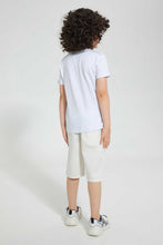 Load image into Gallery viewer, Redtag-White/Navy-Ombre-T-Shirt-And-Short-Set-Sets-Boys-2 to 8 Years