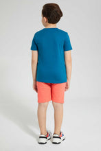تنزيل الصورة على معرض الصور، Redtag-Navy-Roarsome-Print-T-Shirt-And-Short-Set-Sets-Boys-2 to 8 Years