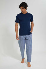 Load image into Gallery viewer, Redtag-Blue-With-White-Stripes-Pyjama-Bottom-Pyjama-Bottoms-Men's-