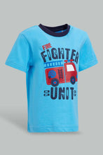 Load image into Gallery viewer, Redtag-Truck-Blue-And-White-Printed-Pj-Set-Short-(4-Pack)-Pyjama-Sets-Infant-Boys-3 to 24 Months