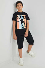 تنزيل الصورة على معرض الصور، Redtag-Black-Pique-Active-Short-Active-Shorts-Senior-Boys-9 to 14 Years