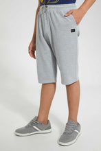 تنزيل الصورة على معرض الصور، Redtag-Grey-Melange-Pique-Active-Short-Active-Shorts-Senior-Boys-9 to 14 Years