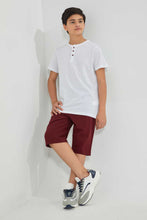 تنزيل الصورة على معرض الصور، Redtag-Burgundy-Pique-Active-Short-Active-Shorts-Senior-Boys-9 to 14 Years