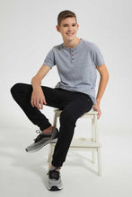 تنزيل الصورة على معرض الصور، Redtag-Black-Pique-Active-Pants-Joggers-Senior-Boys-9 to 14 Years