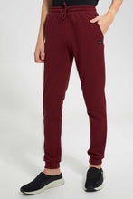 Load image into Gallery viewer, Redtag-Burgundy-Pique-Active-Pants-Joggers-Senior-Boys-9 to 14 Years