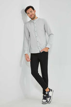 Load image into Gallery viewer, Redtag-Grey-Mandarin-Collar-Shirt-Casual-Shirts-Men's-