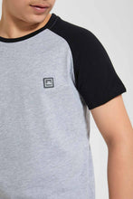 Load image into Gallery viewer, Redtag-Grey-Melange-Raglan-T-Shirt-Embellished-T-Shirts-Senior-Boys-9 to 14 Years