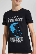 Load image into Gallery viewer, Redtag-Black-Greece-T-Shirt-Graphic-T-Shirts-Senior-Boys-9 to 14 Years