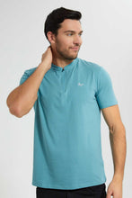 Load image into Gallery viewer, Redtag-Sage-Green-Zip-Placket-Polo-Shirt-Polo-Shirts-Men's-