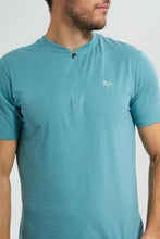 Load image into Gallery viewer, Redtag-Sage-Green-Zip-Placket-Polo-Shirt-Polo-Shirts-Men's-