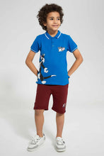تنزيل الصورة على معرض الصور، Redtag-Burgundy-Pique-Knit-Short-Active-Shorts-Boys-2 to 8 Years