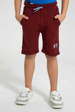 تنزيل الصورة على معرض الصور، Redtag-Burgundy-Pique-Knit-Short-Active-Shorts-Boys-2 to 8 Years