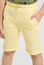 تنزيل الصورة على معرض الصور، Redtag-Yellow-Pique-Knit-Short-Active-Shorts-Boys-2 to 8 Years