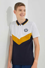 تنزيل الصورة على معرض الصور، Redtag-Navy-Zip-Placket-Polo-Polo-Shirts-Senior-Boys-9 to 14 Years