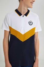 تنزيل الصورة على معرض الصور، Redtag-Navy-Zip-Placket-Polo-Polo-Shirts-Senior-Boys-9 to 14 Years