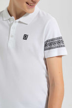 تنزيل الصورة على معرض الصور، Redtag-White-Plain-Polo-Polo-Shirts-Senior-Boys-9 to 14 Years