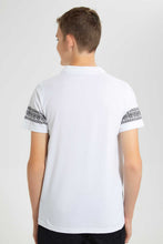 تنزيل الصورة على معرض الصور، Redtag-White-Plain-Polo-Polo-Shirts-Senior-Boys-9 to 14 Years