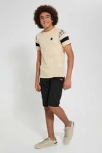 Load image into Gallery viewer, Redtag-Black-Pull-On-Trouser-Short-Chino-Shorts-Senior-Boys-9 to 14 Years