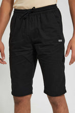 Load image into Gallery viewer, Redtag-Black-Pull-On-Trouser-Short-Chino-Shorts-Senior-Boys-9 to 14 Years