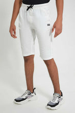Load image into Gallery viewer, Redtag-White-Pull-On-Trouser-Short-Chino-Shorts-Senior-Boys-9 to 14 Years