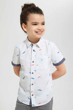 Load image into Gallery viewer, Redtag-Blue-Dino-Aop-Short-Sleeve-Shirt-Casual-Shirts-Boys-2 to 8 Years
