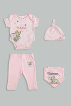 تنزيل الصورة على معرض الصور، طقم أطفال مطبوع باللون الوردي (4 قطع)