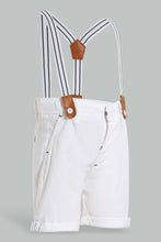 Load image into Gallery viewer, Redtag-White-Linen-Suspender-Trouser-Short-Chino-Shorts-Infant-Boys-3 to 24 Months