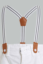 Load image into Gallery viewer, Redtag-White-Linen-Suspender-Trouser-Short-Chino-Shorts-Infant-Boys-3 to 24 Months
