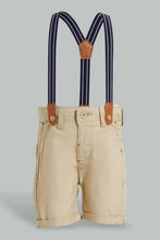 Load image into Gallery viewer, Redtag-Biege-Linen-Suspender-Trouser-Short-Chino-Shorts-Infant-Boys-3 to 24 Months