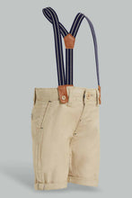 Load image into Gallery viewer, Redtag-Biege-Linen-Suspender-Trouser-Short-Chino-Shorts-Infant-Boys-3 to 24 Months