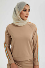 Load image into Gallery viewer, Redtag-Beige-Top-Plain-With-Side-Stripe-Tops-Women's-