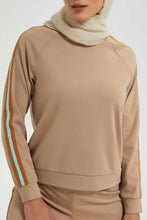 Load image into Gallery viewer, Redtag-Beige-Top-Plain-With-Side-Stripe-Tops-Women's-