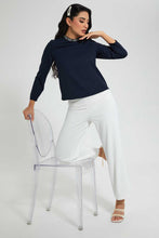 Load image into Gallery viewer, Redtag-Navy-Embellished-Neck-Blouse-Blouses-Women's-